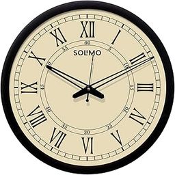 Amazon Brand - Solimo 12-inch Contemporary Plastic & Glass Wall Clock - Designer (Silent Movement, Black Frame)-1