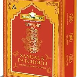 Mangaldeep Temple Premium Bambooless Dhoop Cones - Sandal & Patchouli - Ceramic Stand Inside - Charcoal Free (40 Cones)-image-53