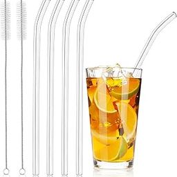 MADHYA Reuseble Transparent Glass Straws with Cleaning Brush, 4 Bend Straws and 2 Cleaner Brushes, Clear Reusable Elegant Alternate to Stainless Steel for Drinking Juice, Smoothie, Milkshakes, Tea-image-13