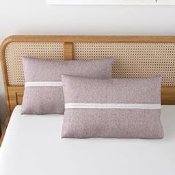 Värde Pillow Cover Set of 2 | Pillow Cover 100% Cotton | 180 TC Bed Pillow | Wrinkle Free & Fade Resistance | Striped Pattern | Standard Size | All Season Use(Light Maroon)-image-14