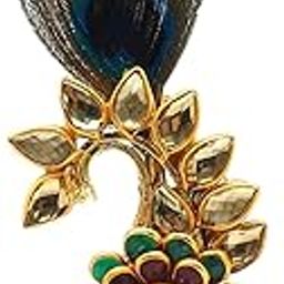 Radhesh Creation Jewellery Gold Plated Peacock Feather Brooch for Men-picture-19