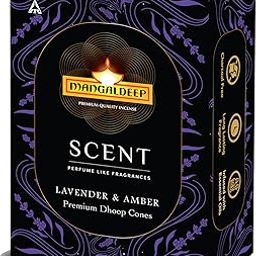 Mangaldeep Scent Premium Bambooless Dhoop Cones - with Lavender and Amber fragrances (40 cones)-image-54
