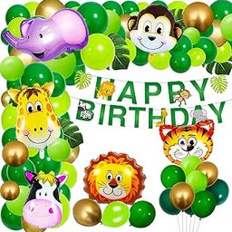 Party Propz Jungle Theme Birthday Decoration - 79 Pcs Animal Theme Birthday Decorations, Jungle Safari Theme Birthday Decoration, Happy Birthday Banner (Cardstock), Huge Animal Balloons for Decoration-image-38