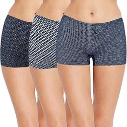 Women's Cotton Printed Stretch Shorties Navy Blue-image-47