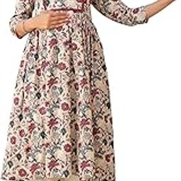 Women's Pure Cotton Floral Fit & Flare Maternity Kurta-image-29