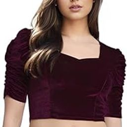 Modern Velvet Blouse – Square Neck Puff Sleeve Crop Top for Womens-image-16