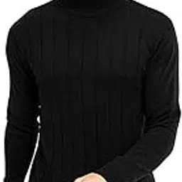 snitch Men's Sweater | Mock Neck Design & Textured Self-Design Pattern | 100% Cotton with Natural Stretch, Slim Fit & Pullover Closure | Casual & Streetwear |Black-picture-3
