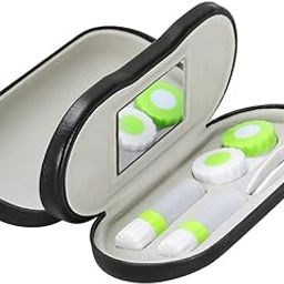 AUGEN Contact Case with Built-in Mirror, Tweezer and Contact Solution Bottle - 2-in-1 Eyeglass and Lens Case Double Use Portable for Home Travel Kit-image-34