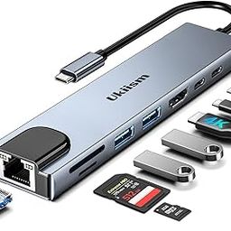USB C Hub Ethernet HDMI Adapter, 8 in 1 Docking Station with 4K HDMI, RJ45 Ethernet, SD/TF Card Reader, USB 3.0/2.0, PD 100W, LAN USB-C Dongle for MacBook Pro/Air, iPad Pro, XPS, etc-image-61