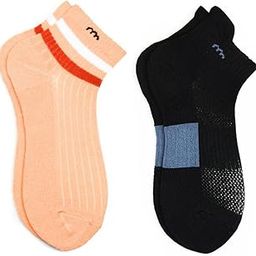 Women's 2 Pair Cotton Ankle Length Socks - Free Size (Peach,Black)-MX171-53