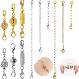 SANNIDHI® 12Pcs Magnetic Jewelry Clasps and Necklace Extenders Gold Silver Multi Sizes & Styles Chain Extenders Magnetic Clasps-13