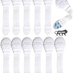 Kids Station Baby Safety Adjustable Cabinet Drawer Locks Straps|Strong & Adhesive Child/Toddler/Infants Safety Locks For Drawers, Cabinets, Fridge & Cupboard|Baby Proofing Product|Pack Of 12|White-image-22