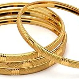 Set Of 4 Gold-Plated Classic Textured Handcrafted Bangles-11