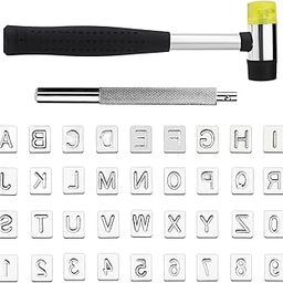 38 PCS Leather Stamping Tools, Leather Stamping Kit with 36pcs Letters and Numbers, Rubber Hammer, Leather Punch Tools, Leather Stamp Set Leather Carving Tools Leather Stamps for Leather Working-image-14