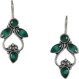 Oxidized Silver Brass Earrings with Stones for Girls & Women | Vintage Flower Oxidized Earrings for Girls & Women-image-39