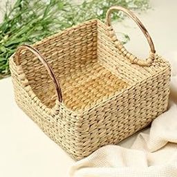 Habere India-All the Cultures Fabricating India Jute Storage Baskets | Cane or Bamboo Basket | Wicker Baskets as Gift Hamper Basket/Wardrobe Basket (Beige, Rectangular 20 * 20 * 12 CM)-24