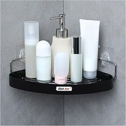 SF - Stick Fast Bathroom Corner Shelf Self Adhesive Rack with 3M Sticker for Wall Mount Shelf Multipurpose for Kitchen Bathroom Storage Organizer Pack of 1- Black, ABS-image-54