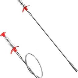 Flexible Drain Snake Cleaner, 60cm Spring Steel Cable, Red Handle, 2-Pack-10