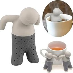 MobFest® Unique Lazy Little Man Shape Food Grade Silicone Tea Bag Filter Infuser Strainer, Loose Leaf Leaf Brewing Teapots, Mugs and Cups, 1 Pcs (1)-image-1