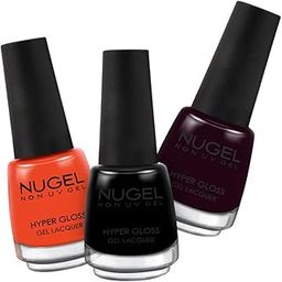 NUGEL Non UV Gel Nail Polish Combo ''Black and Orange Colour'' High Gloss, Quick Dry, Shades: Pure Orange-42, Pure Black-59, Mahogany-62 for Nail Art - N12, 13ml each-29