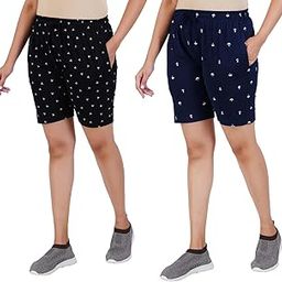 GUIDE Women Cotton Regular Fit Printed Shorts (Pack of 2)-picture-50