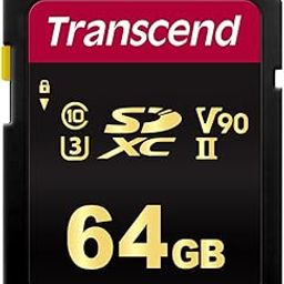 Transcend 700S 64GB SD Card, SDXC, V90, C10, UHS-II U3 (Read/Write - Up to 285/220 MB/s) 3D NAND Flash, Five-Year Limited Warranty, Video Record 8K - TS64GSDC700S-12