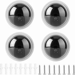 4pcs Dome Simulation Camera Fake CCTV Mannequin Security Camera with Flashing Led Light (White)-image-2