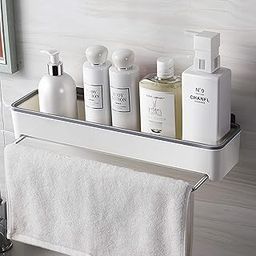 Zollyss Magic Sticker Series Plastic Kitchen and Bathroom Shelf with Towel Napkin Holder with Hook, White-image-27