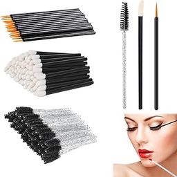 120 Pcs Makeup Brush Set, 20 Eyeliner Pencil with 50 Lipstick Brush & 50 Eyebrow Brush, Eye Liner Pencil Makeup Pen Eyebrow Brush for Women, Travel-Friendly Makeup Beauty Tool Kit-38