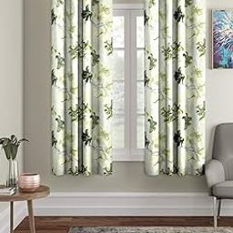 Home Sizzler 2 Pieces 3D Flower Eyelet Polyester Window Curtains - 5 Feet, Green | Semi-Sheer-17