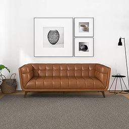 Louis Luxurious Sofa 3 Seater Leatherette (Brown) | Leather Sofa Set 3 Seater for Living Room Office | 3 Seater Sofa Couch for Guest Room Festival Gift-image-52