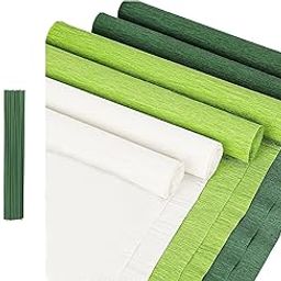 3A Featuretail Crepe Paper Rolls, 12Inch Stem Wire and Green Floral Tape for Flower Making, DIY Craft and Decoration (5Pc Crepe, 50 Stem Wire & 2 Tape)-image-17