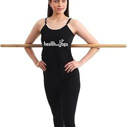HealthAndYoga® StretchNHeal Pranayama Stick - Detachable Wooden Yoga/Exercise Pole - Opens Lungs, Corrects Shoulder Drooping, Hump Back & Alignment- Improves Body Posture (Brown, XL - 48")-64