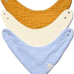 Nintara Baby Bandana Bibs - 100% Organic Premium Muslin Cotton, Absorbent, Soft, Adjustable Snap Buttons, Reversible, 6-Layers for Drooling, Teething, Feeding, Gifts for Babies Ages 0-3, Pack of 3-image-12