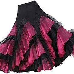 Meadawgs® Flamenco Ballroom Waltz Dance Big Swing Skirt Womens Modern Costumes Black Rose Red|Clothing, Shoes & Accessories | Dancewear |1 Piece Dance Skirt-image-2