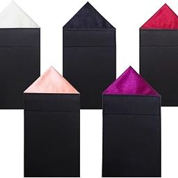 Men's Solid Color Pre Folded Pocket Square | Readymade Wedding Handkerchief for Suits, Blazers & Tuxedo (Pack of 5) (Multicolor) (Triangle)-picture-44