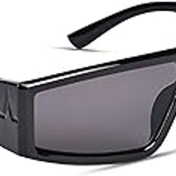 Black Rectangle Sunglasses for Men & Women (2337MG3872 | Black Lens | Black Frame)-image-21