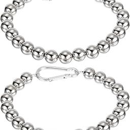PATIKIL 2 Pcs Flag Pole Beaded Retainer Ring, FlagPole Weights for Bottom Retainer Rings to Keep Flag Close to Pole, with Stainless Steel Cable, for Internal External, Silver Tone-image-20