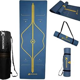 Apexcore Alignment Yoga Mat with Cover Bag and Carry Strap for Women & Men – TPE Material, Extra Thick (6mm) Anti-Slip Exercise Mat for Yoga, Workout & Fitness (Blue)-image-46