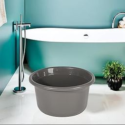 Kuber Industries Bath Tub For Bathroom | 25 Ltr | Portable & Durable Water Washroom Tub | Baby Bathing Tub | Clothes Washing Tub For Bathroom | Plain - Grey-image-85