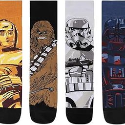 X STAR WARS Character Men's Crew/Calf Socks with Giftbox – Pack of 4(Multicolored)| Chewbacca, C-3PO, Darth Vader and Clone Trooper (Free Size)-picture-4