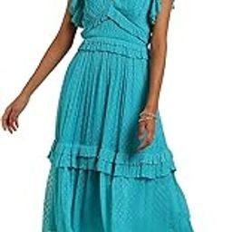 V-Neck Half Sleeves Solid Long Dress-image-71