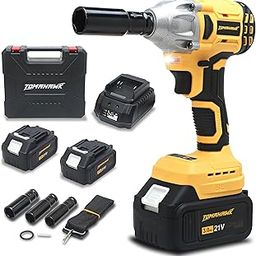 Tomahawk® T8582-2 Brushless Cordless Impact Wrench 20V Batteries- 1/2 Inch Drive-3300Ipm- 2300Rpm-300Nm Torque- Led Lights-13