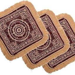 Kuber Industries Pack of 3 Velvet Finish Pooja mat for Sitting on Floor | Traditional Rangoli Print Aasan Puja Cloth for Home Mandir | Suitable for Prayer & Meditation | Golden Maroon-image-100