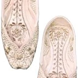SASA Craft Women's Traditional Embroidered Jutti, Handcrafted Ethnic Footwear, Wedding Festival Wear, Gold and Pink (Size no 6)-picture-2