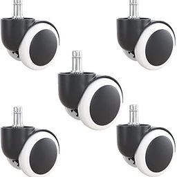 KARP 2-Inch Pin-Type Office Chair Casters - Set of 5 Replacement Wheels - Floor-Protecting - Standard Size for Computer and Gaming Chairs - Safe for Hardwood Floors and Carpets - White-13