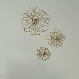 Bee Creative Gold Metal Wall Decor Three Piece Wall Art Metal Flower Wall Decor Sculpture For Living Room Bedroom Elegant Floral Hanging Home Decor Set Of 3-image-35