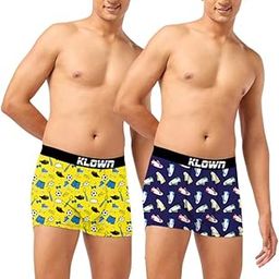Pack of 2 Printed Trunk for Men | Cotton Blend | Soft & Stretchable | Stylish Men's Underwear | Comfortable Fit | Assorted Prints | Innerwear for Men |Dark Blue::Yellow-image-97