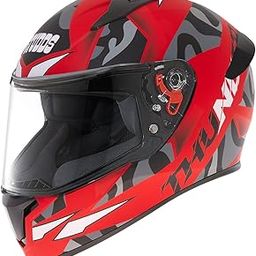 Studds Thunder Full Face Helmet D7 with Clear Visor (Matt Red N9, M)-1