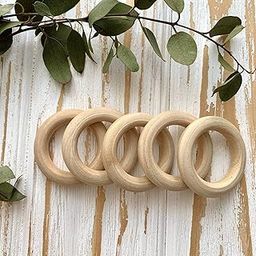 ecofynd Natural Wooden Rings (40mm) Wood Rings Without Paint Smooth Unfinished Wood Circles for Cotton Craft DIY Baby Teething Ring Pendant Connectors Making (1.5 x 0.9 inches, Pack of 5)-16